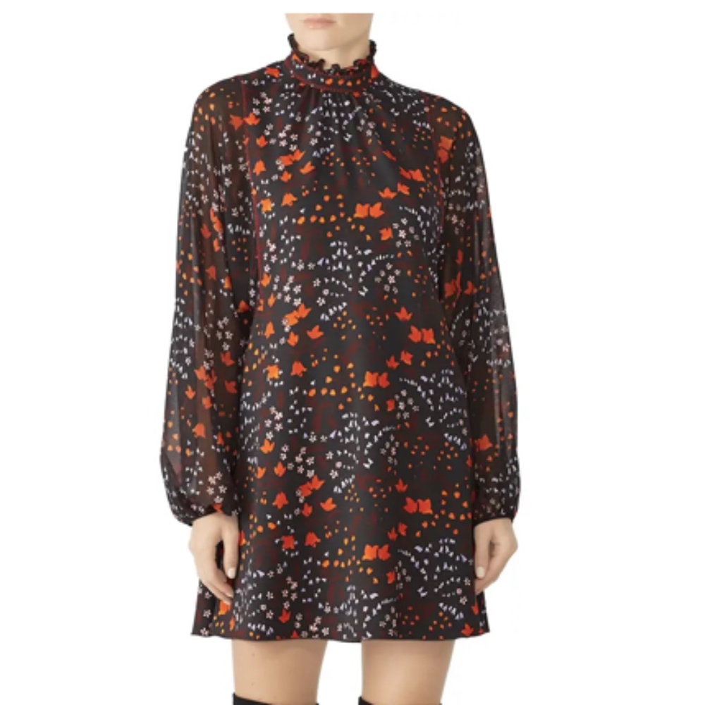 Giamba Floral Print Mini Dress - Black and Red